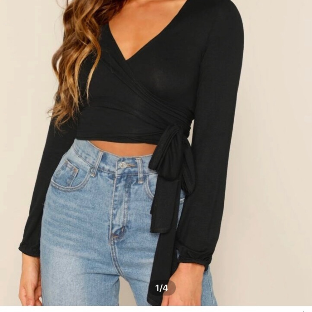 SHEIN crop wrap shirt